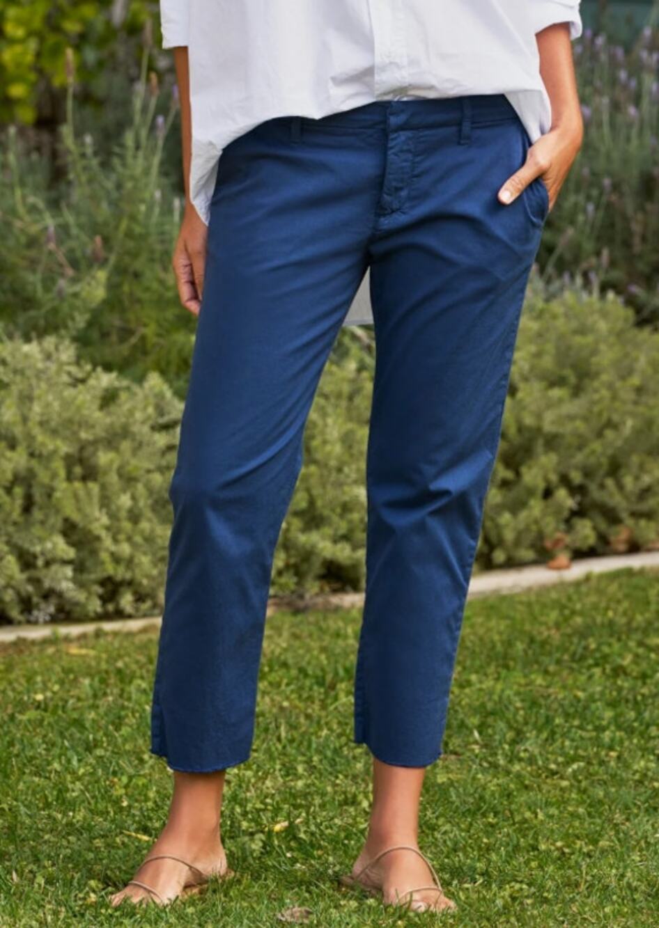 Frank & Eileen Wicklow Blue Cotton Raw Hem Chino Pants Size 8/29